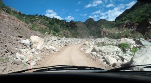 Road to San Javier was badly amaged, this was a 2 lane paved road!