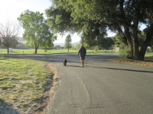 Dom & Grady walking in Potrero Regional Park, a lovely quiet place to walk, bird watch, relax and prepare for our tour.  