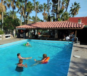 Folks were cooling off in the Hotel Serenidad Pool