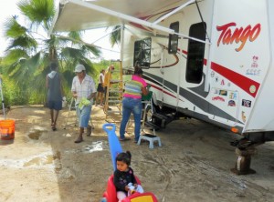 The gang worked hard cleaning the RVs in Cabo