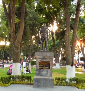 Great statue of Emiliano Zapata in Cholula Zocalo